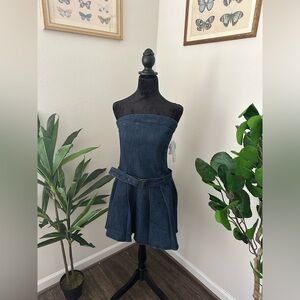 Strapless denim Tinseltown dress with belt detail